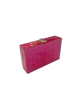 Clutch Rectangular Cierre Metalico Fucsia para Mujer