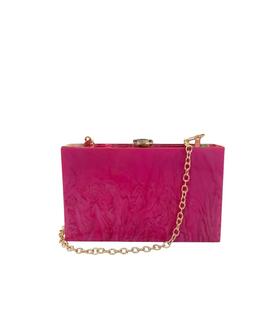 Clutch Rectangular Cierre Metalico Fucsia para Mujer