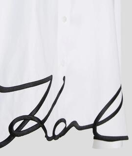 Camisa Karl Blanca Dobladillo de Karl Signature para Mujer