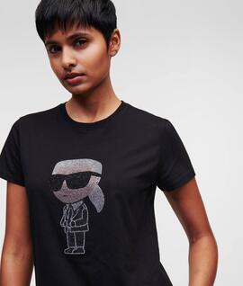 Camiseta Karl con Pedrería Karl Negra para Mujer