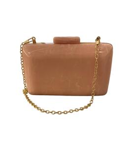 Clutch Redondeado Efecto Piedra Nude para Mujer