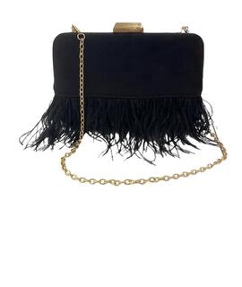 Clutch Plumas Negro para Mujer