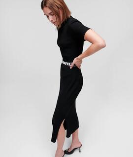 Vestido Karl Punto Manga Corta con Logotipo para Mujer