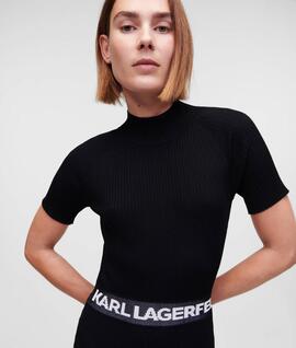 Vestido Karl Punto Manga Corta con Logotipo para Mujer