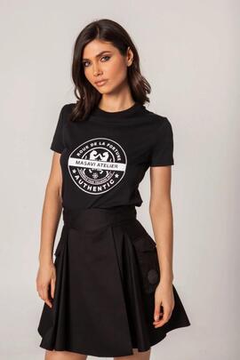 Camiseta Masavi Negra Authentic para Mujer