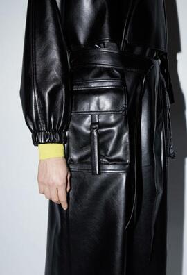Abrigo Isabelle Blanche Piel Negro para Mujer