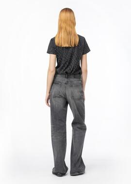 Camiseta Pinko Logos Brillos Negro para Mujer