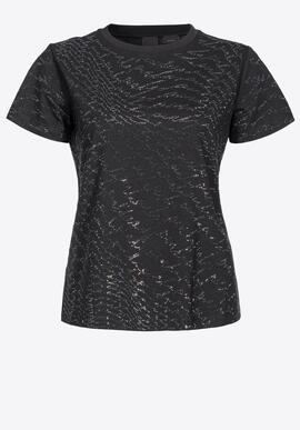 Camiseta Pinko Logos Brillos Negro para Mujer
