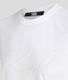 Camiseta Karl Perlas Blanca para Mujer