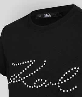 Camiseta Karl Perlas Negra para Mujer
