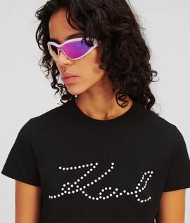 Camiseta Karl Perlas Negra para Mujer