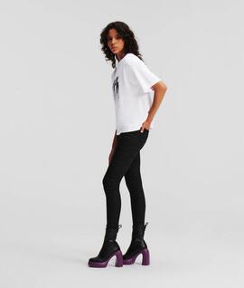 Camiseta Karl Logo Pedrería Blanca para Mujer