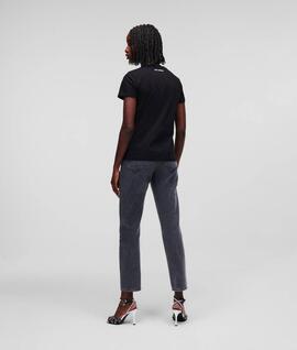 Camiseta Karl y Choupette Ikonik Negra para Mujer