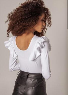 Body Bordado Mangato Mangata Volante Blanco para Mujer