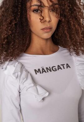 Body Bordado Mangato Mangata Volante Blanco para Mujer