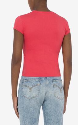 Camiseta Moschino Brillos Coral para Mujer