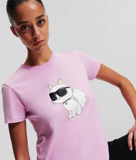 Camiseta Karl Lagerfeld Ikonik Choupette Lila para Mujer