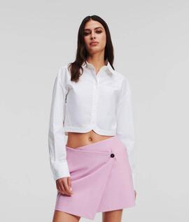 Camisa Karl Lagerfeld Crop Blanca para Mujer