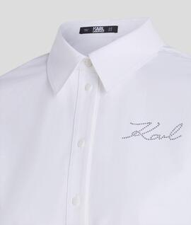 Camisa Karl Lagerfeld Crop Blanca para Mujer