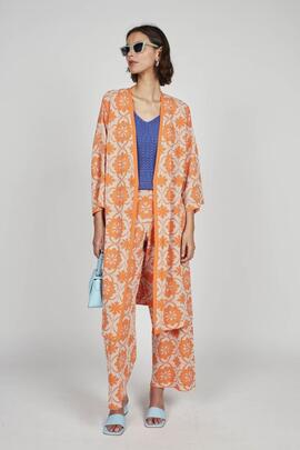 Kimono Montoto Jacquard Naranja para Mujer