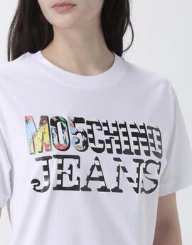 Camiseta Moschino Letras Multicolor Blanca para Mujer