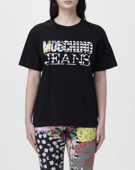 Camiseta Moschino Letras Multicolor Negra para Mujer