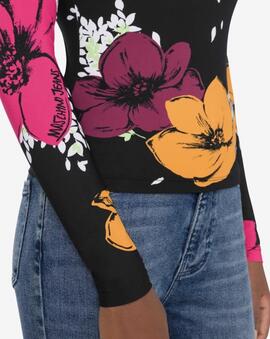 Jersey Moschino Cuello Alto Flores Negro para Mujer