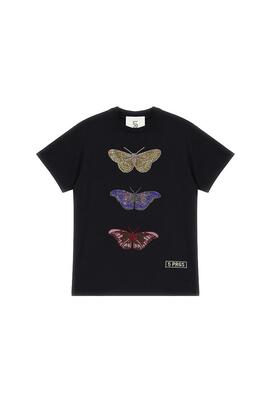 Camiseta 5 Progress Mariposas Brillos Negra para Mujer