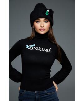 Jersey Lecruel Cuello Vuelto Negro para Mujer