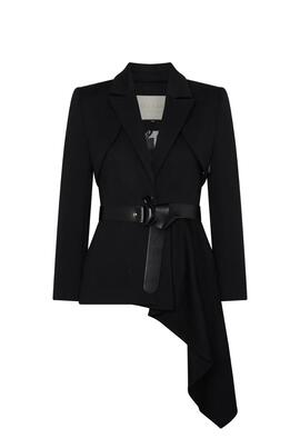 Blazer Masavi Asimétrica Noote Negra para Mujer