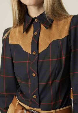 Camisa Masavi Tartan Azul Marino para Mujer