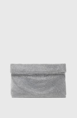 Bolso Maxi Pochette Maglia Brillos Plata para Mujer