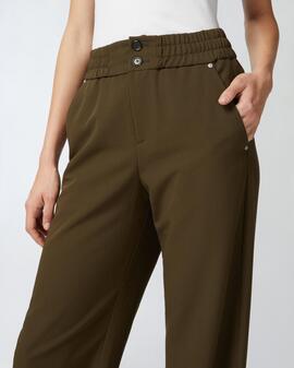 Pantalón Pinko Fluido Cintura Goma Verde para Mujer