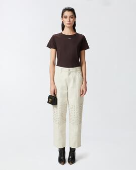 Pantalón Pinko Brillos Beige para Mujer