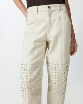 Pantalón Pinko Brillos Beige para Mujer