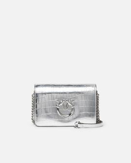 Bolso Pinko Love Click Metalizado Plata para Mujer