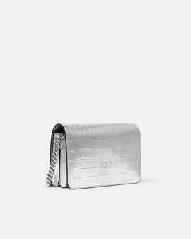 Bolso Pinko Love Click Metalizado Plata para Mujer