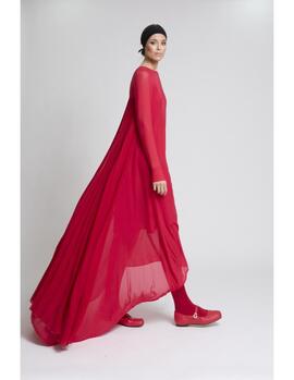 Vestido Zaitegui Espalda Plisada Rojo para Mujer