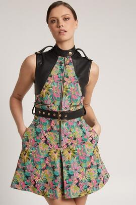 Vestido Highly Preppy Jacquard Estampado Negro para Mujer