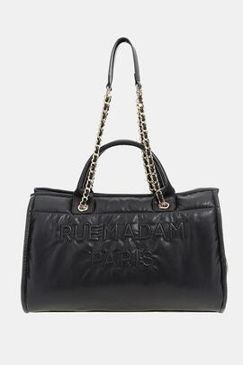 BOLSO RUE MADAM PUFFY SHOPPING NEGRO