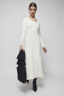 Vestido Montoto Evasé Acanalado Perla para Mujer