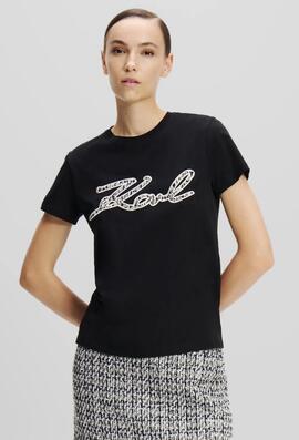 Camiseta Karl Lagarfeld T-Shirt Negra para Mujer