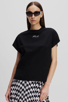 Camiseta Karl Signature Negra para Mujer