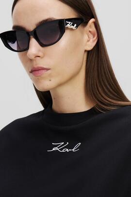 Camiseta Karl Signature Negra para Mujer