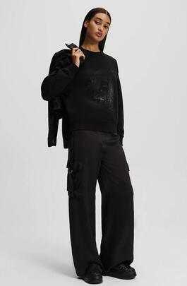 Pantalón Karl Lagerfeld Cargo Satén Negro