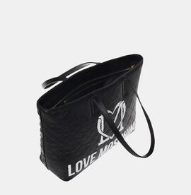 Bolso Moschino Love Quilt Embross Negro para Mujer