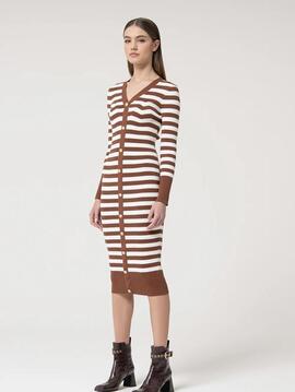 Vestido Fracomina Rayas Midi Chocolate para Mujer