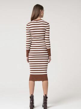 Vestido Fracomina Rayas Midi Chocolate para Mujer