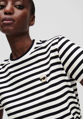 Camiseta Karl Stripe Boxy Raya negra/Blanca