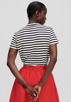 Camiseta Karl Stripe Boxy Raya negra/Blanca